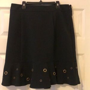Worthington Black Grommet Ruffle Skirt Size 10